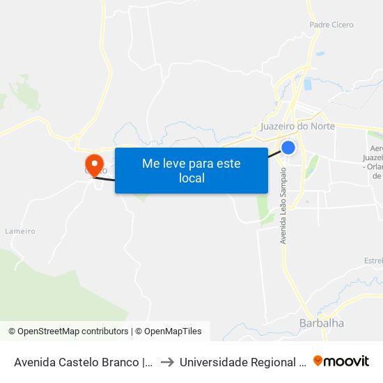 Avenida Castelo Branco | Cere - Romeirão to Universidade Regional Do Cariri - Urca map