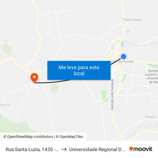 Rua Santa Luzia, 1430 - São Miguel to Universidade Regional Do Cariri - Urca map