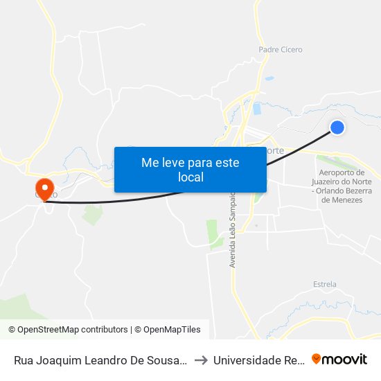 Rua Joaquim Leandro De Sousa | Posto De Saúde Vila Nova - Pedrinhas to Universidade Regional Do Cariri - Urca map