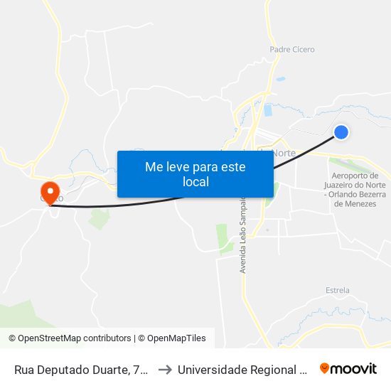 Rua Deputado Duarte, 703 - Aeroporto to Universidade Regional Do Cariri - Urca map