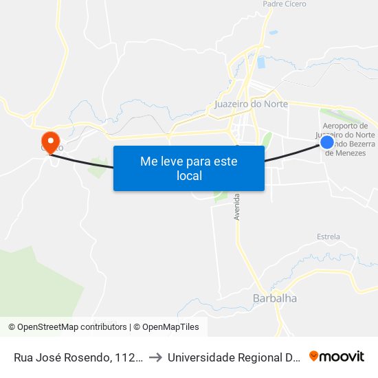 Rua José Rosendo, 112 - Brejo Seco to Universidade Regional Do Cariri - Urca map