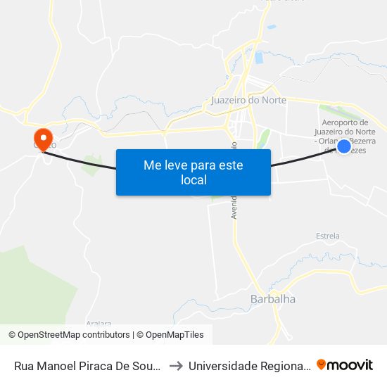 Rua Manoel Piraca De Souza, 750 - Brejo Seco to Universidade Regional Do Cariri - Urca map
