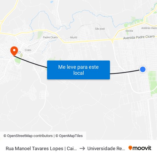 Rua Manoel Tavares Lopes  | Caic Dom Antônio Campelo - Frei Damião to Universidade Regional Do Cariri - Urca map