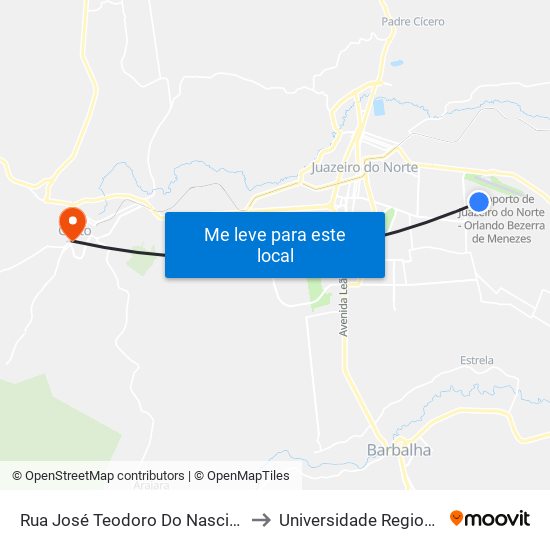 Rua José Teodoro Do Nascimento, 727 - Betolândia to Universidade Regional Do Cariri - Urca map