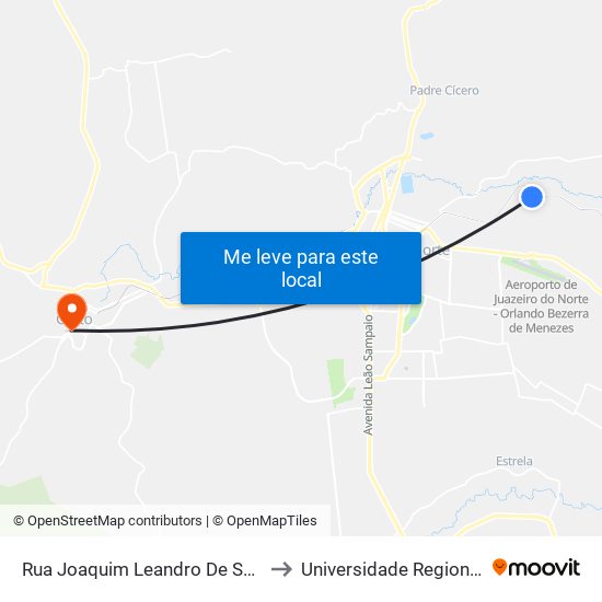 Rua Joaquim Leandro De Souza, 1931 - Pedrinhas to Universidade Regional Do Cariri - Urca map