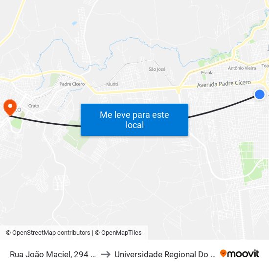 Rua João Maciel, 294 - Triangulo to Universidade Regional Do Cariri - Urca map