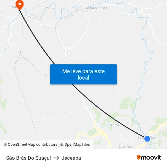 São Brás Do Suaçuí to Jeceaba map