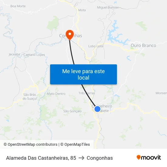 Alameda Das Castanheiras, 85 to Congonhas map