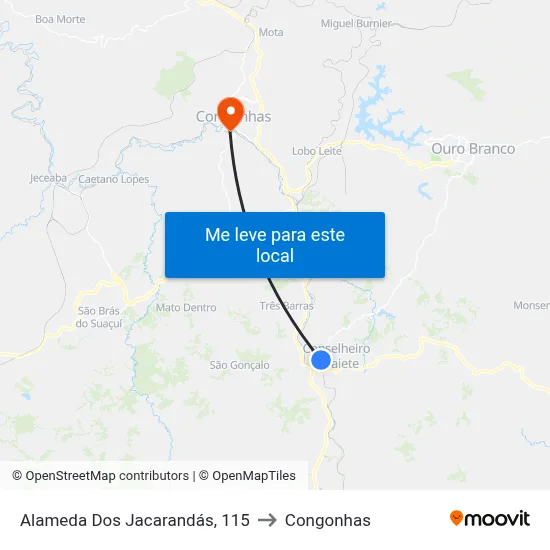 Alameda Dos Jacarandás, 115 to Congonhas map