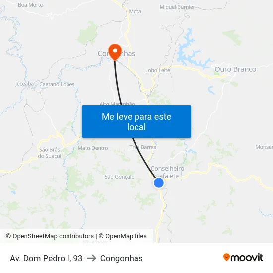 Av. Dom Pedro I, 93 to Congonhas map