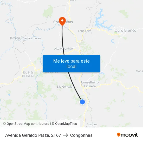 Avenida Geraldo Plaza, 2167 to Congonhas map