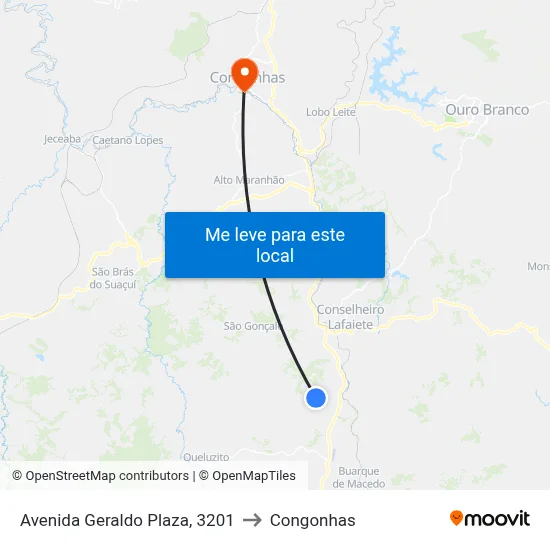 Avenida Geraldo Plaza, 3201 to Congonhas map