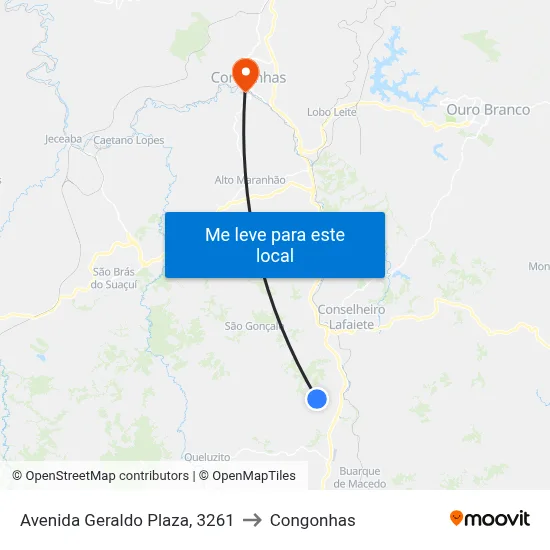 Avenida Geraldo Plaza, 3261 to Congonhas map