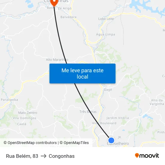 Rua Belém, 83 to Congonhas map
