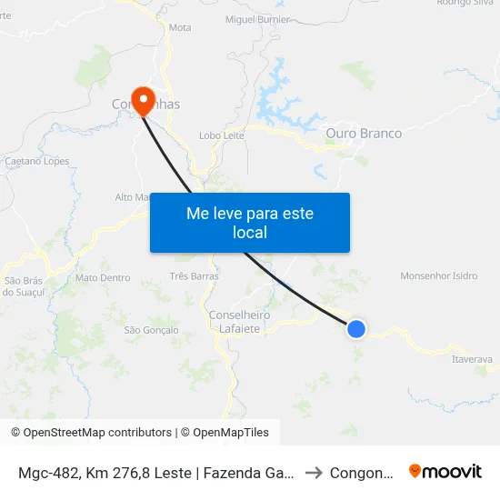 Mgc-482, Km 276,8 Leste | Fazenda Gavetão to Congonhas map
