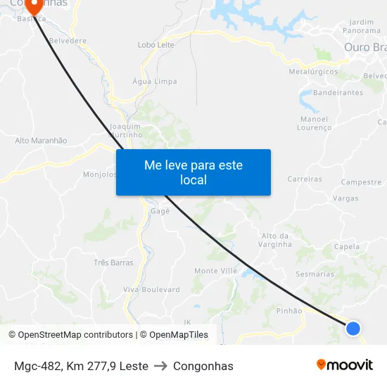 Mgc-482, Km 277,9 Leste to Congonhas map