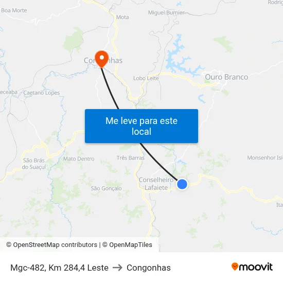 Mgc-482, Km 284,4 Leste to Congonhas map