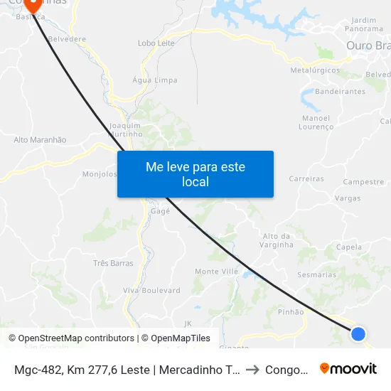 Mgc-482, Km 277,6 Leste | Mercadinho Tem De Tudo to Congonhas map