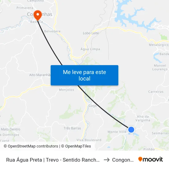 Rua Água Preta | Trevo - Sentido Rancho Novo to Congonhas map