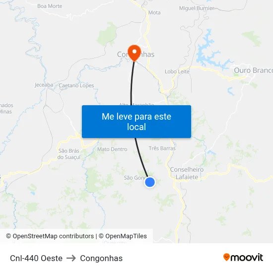Cnl-440 Oeste to Congonhas map
