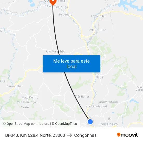 Br-040, Km 628,4 Norte, 23000 to Congonhas map