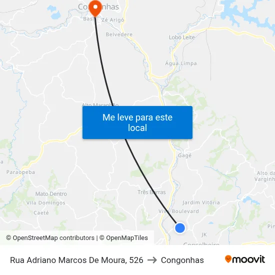 Rua Adriano Marcos De Moura, 526 to Congonhas map