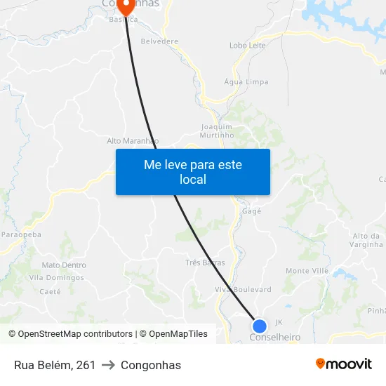 Rua Belém, 261 to Congonhas map