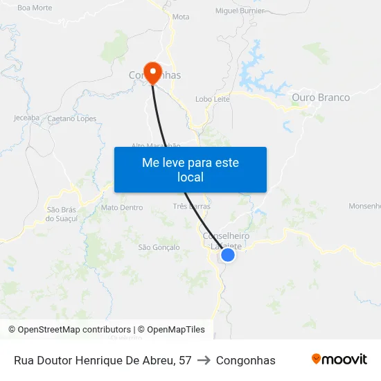 Rua Doutor Henrique De Abreu, 57 to Congonhas map