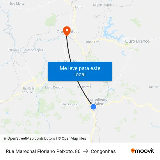 Rua Marechal Floriano Peixoto, 86 to Congonhas map