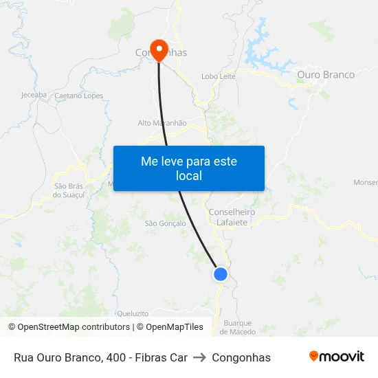 Rua Ouro Branco, 400 - Fibras Car to Congonhas map