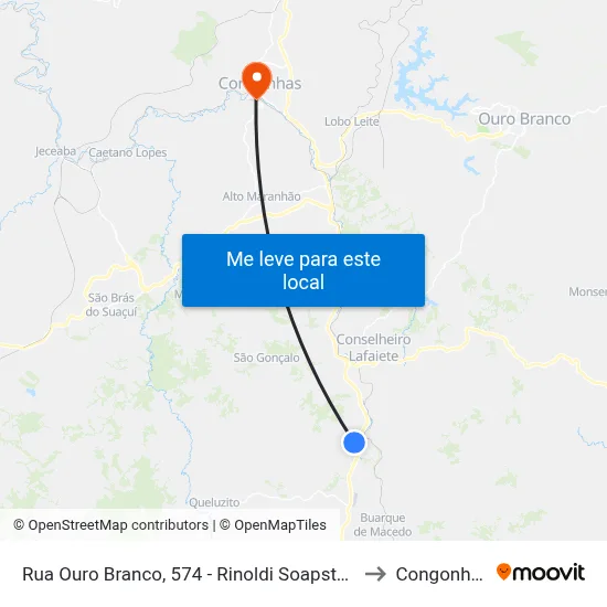 Rua Ouro Branco, 574 - Rinoldi Soapstone to Congonhas map