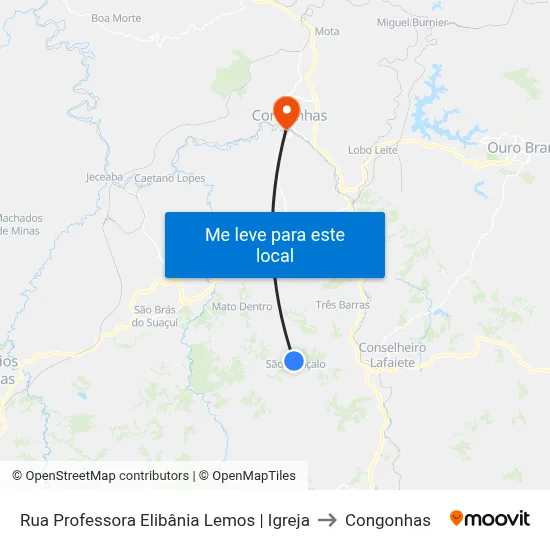 Rua Professora Elibânia Lemos | Igreja to Congonhas map