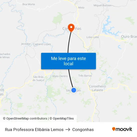 Rua Professora Elibânia Lemos to Congonhas map