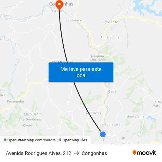 Avenida Rodrigues Alves, 212 to Congonhas map