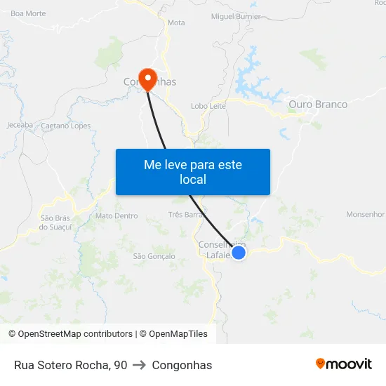 Rua Sotero Rocha, 90 to Congonhas map
