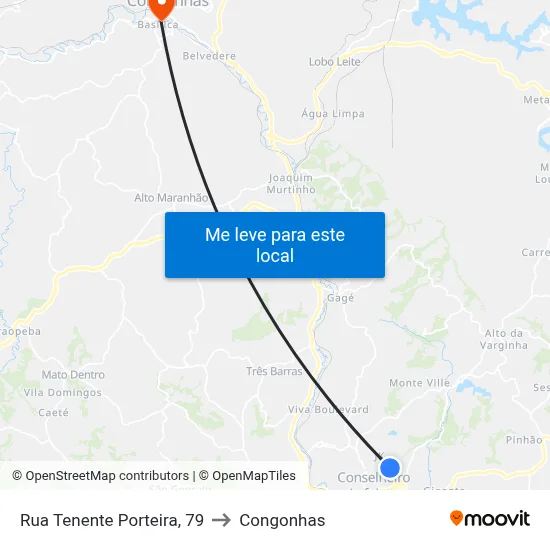 Rua Tenente Porteira, 79 to Congonhas map