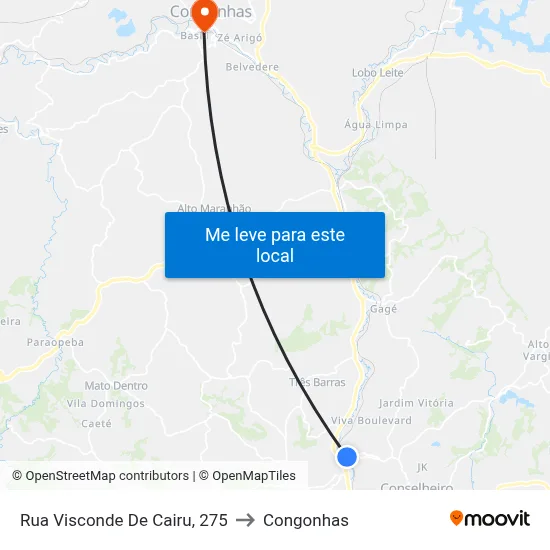 Rua Visconde De Cairu, 275 to Congonhas map