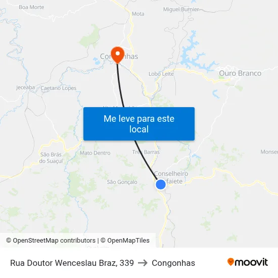 Rua Doutor Wenceslau Braz, 339 to Congonhas map
