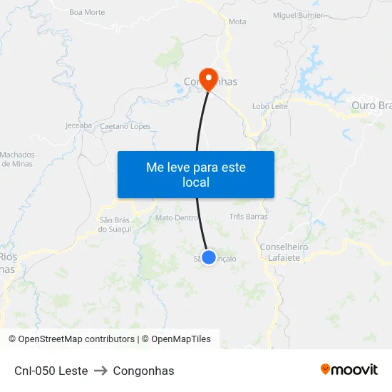 Cnl-050 Leste to Congonhas map