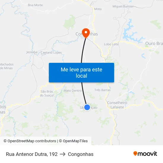 Rua Antenor Dutra, 192 to Congonhas map
