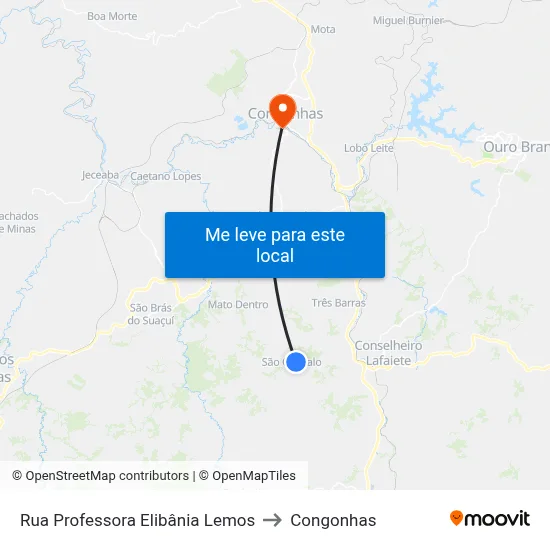 Rua Professora Elibânia Lemos to Congonhas map