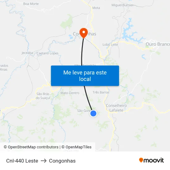 Cnl-440 Leste to Congonhas map