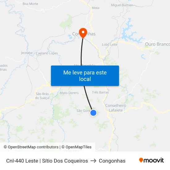 Cnl-440 Leste | Sítio Dos Coqueiros to Congonhas map