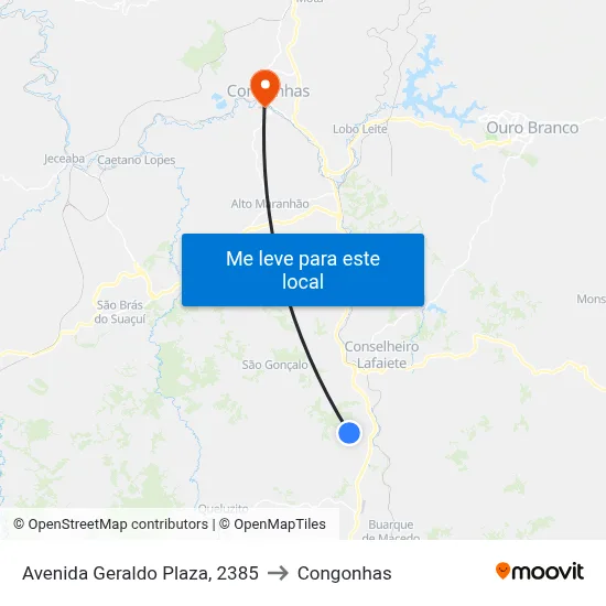 Avenida Geraldo Plaza, 2385 to Congonhas map