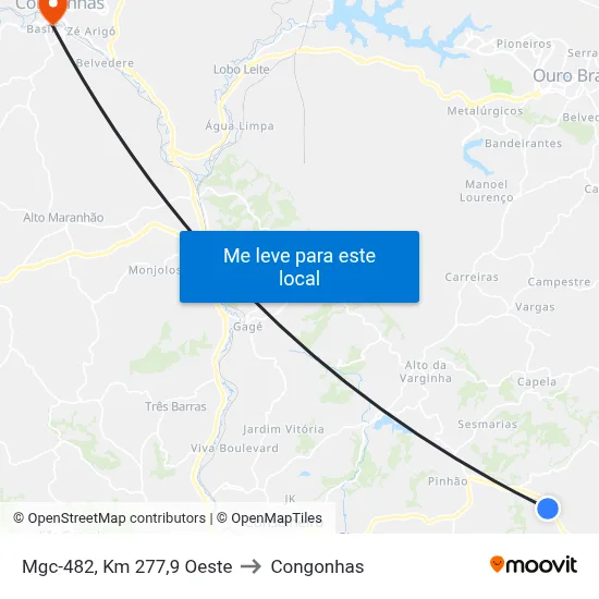Mgc-482, Km 277,9 Oeste to Congonhas map