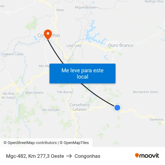 Mgc-482, Km 277,3 Oeste to Congonhas map