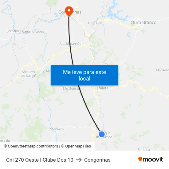 Cnl-270 Oeste | Clube Dos 10 to Congonhas map