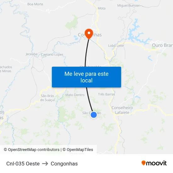 Cnl-035 Oeste to Congonhas map