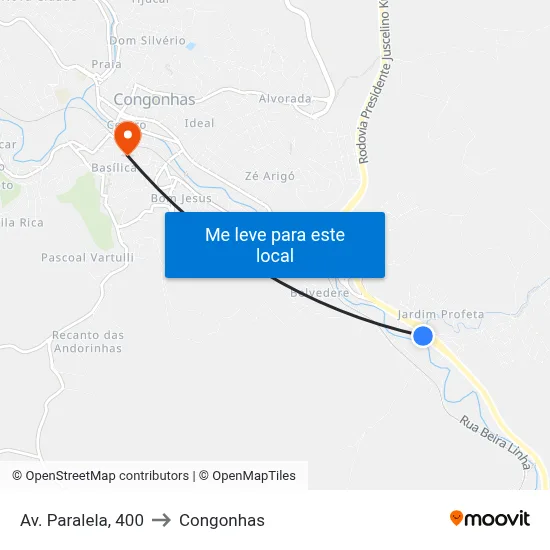 Av. Paralela, 400 to Congonhas map