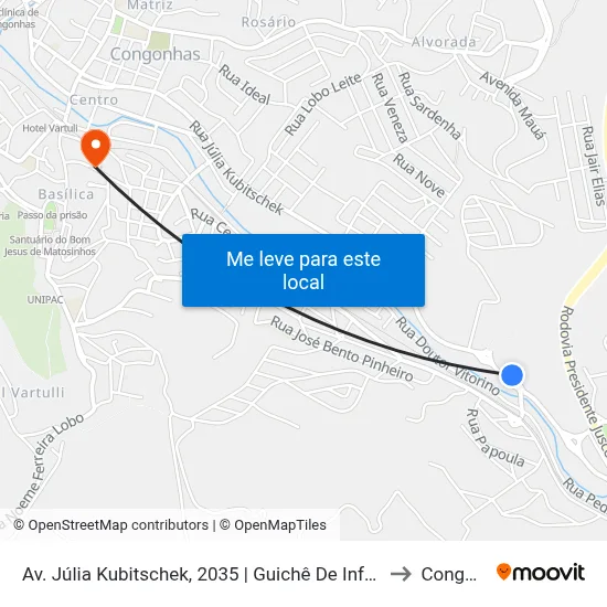 Av. Júlia Kubitschek, 2035 | Guichê De Informações Turísticas to Congonhas map
